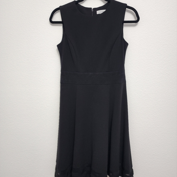 Calvin Klein A-Line Mesh Stripe Black Dress Size 4 - Picture 8 of 10